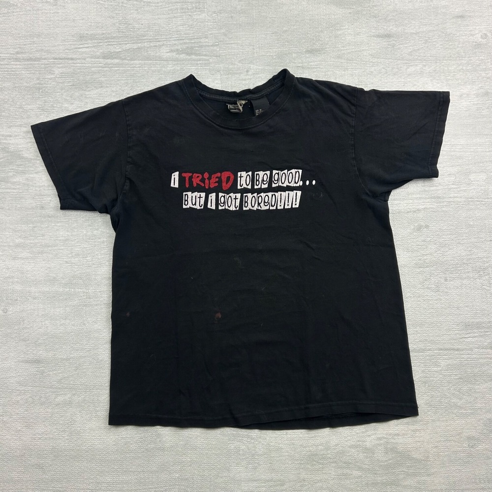 Vintage Y2K I Tried To Be Good Shirt Size Medium Black Funny Parody Saying